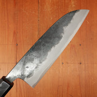 Hatsukokuro Sumi 165mm Santoku Iron Clad Aogami 2 Kurouchi Wedge Handle