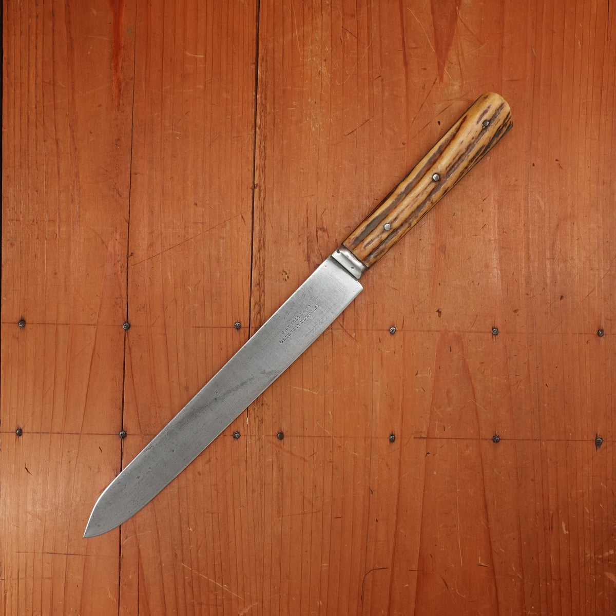 J Russell Green River Works 8" Carving Knife Hand Forged Carbon Steel & Stag ~1850s-1880