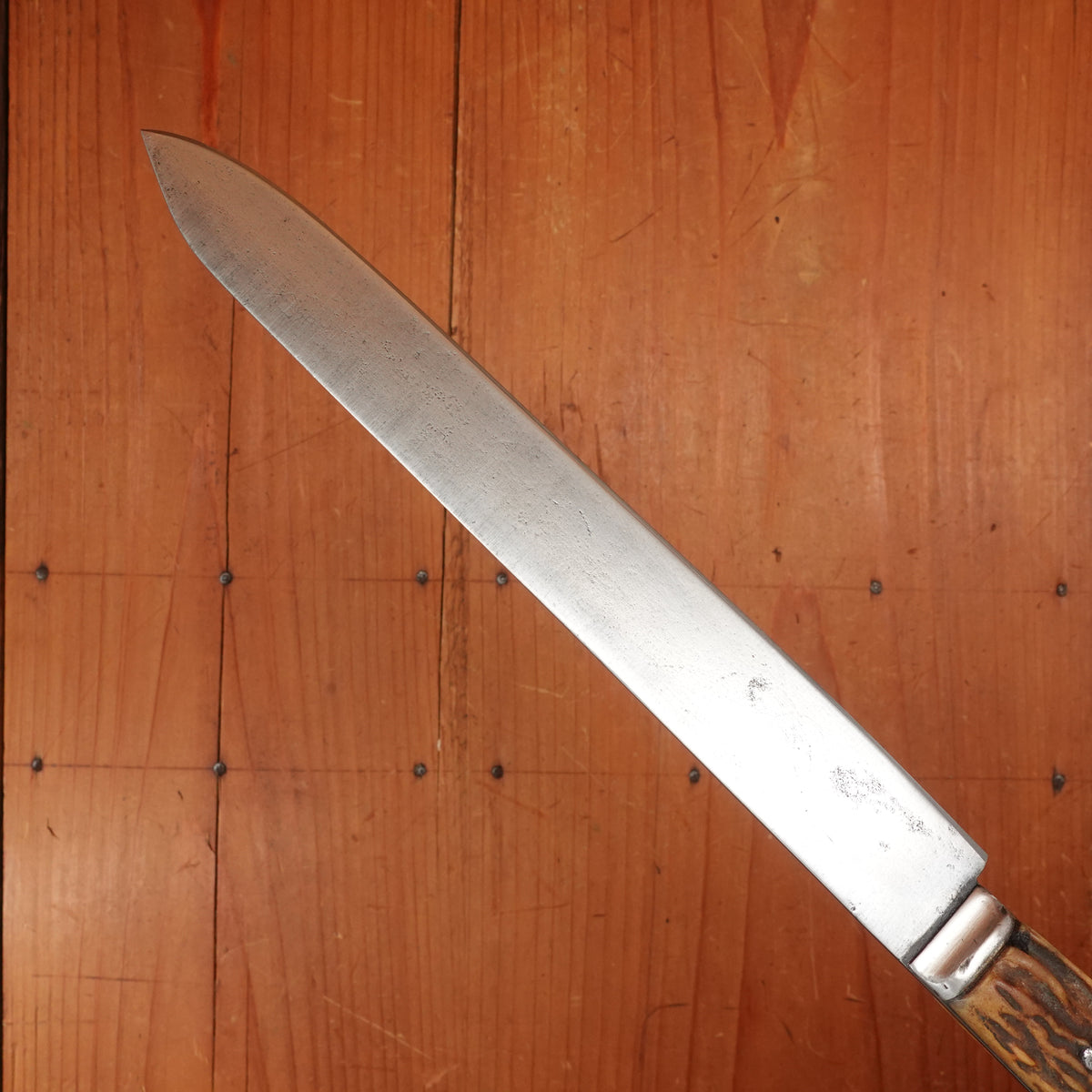 J Russell Green River Works 8" Carving Knife Hand Forged Carbon Steel & Stag ~1850s-1880