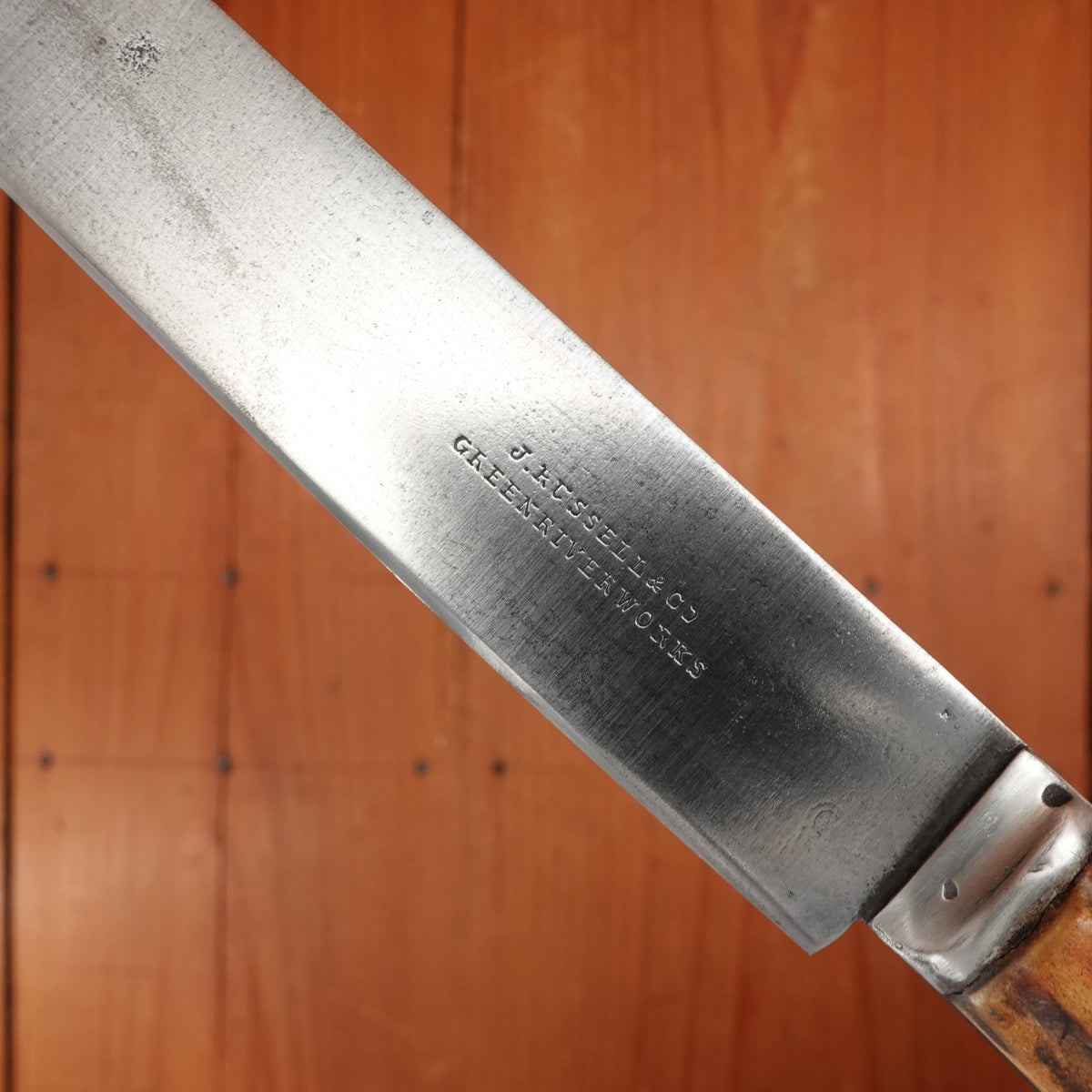 J Russell Green River Works 8" Carving Knife Hand Forged Carbon Steel & Stag ~1850s-1880