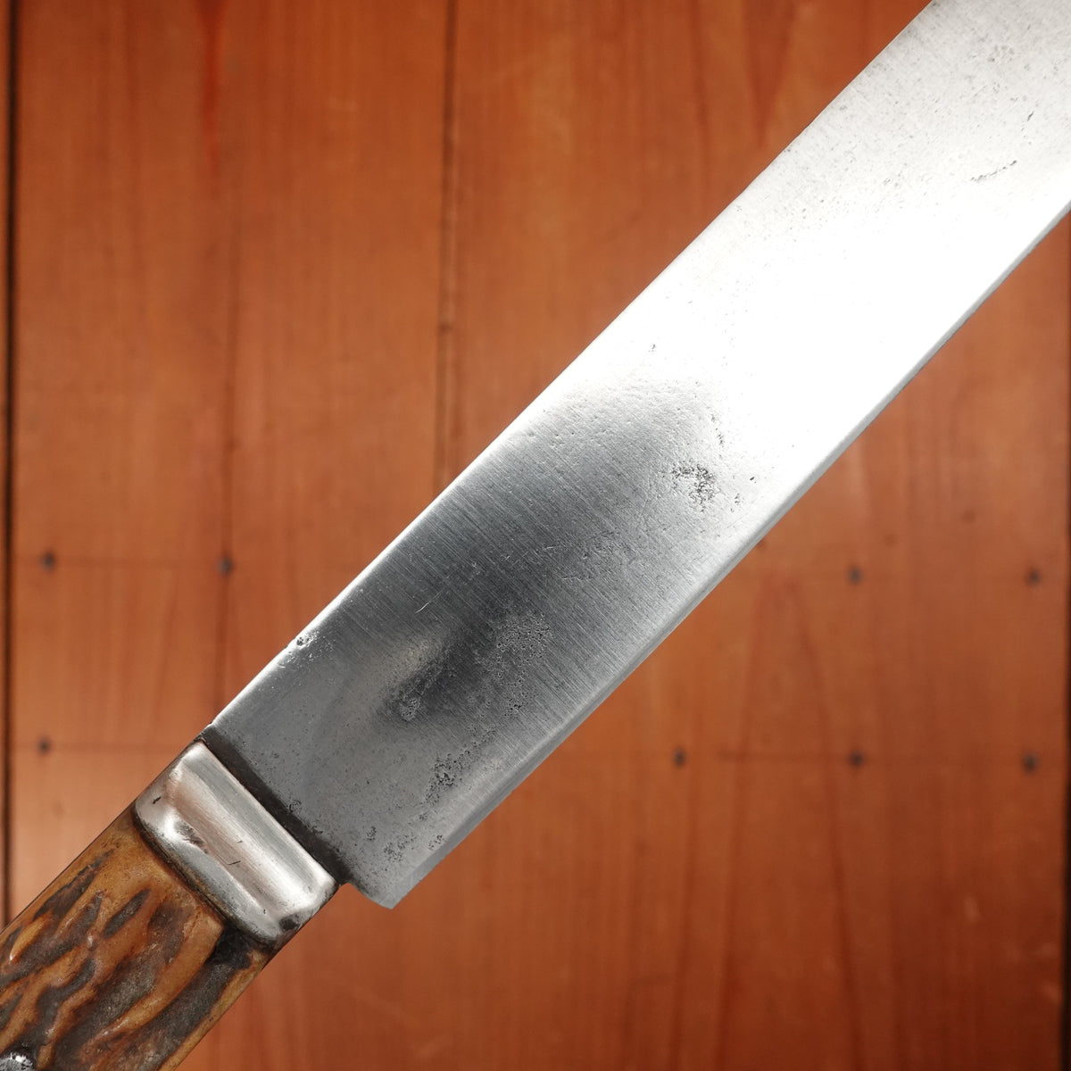 J Russell Green River Works 8" Carving Knife Hand Forged Carbon Steel & Stag ~1850s-1880