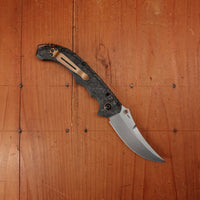 Benchmade 865-02 Mini Bedlam Scimitar CPM-S90V AXIS Lock Marbled Carbon Fiber Handle