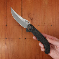 Benchmade 865-02 Mini Bedlam Scimitar CPM-S90V AXIS Lock Marbled Carbon Fiber Handle