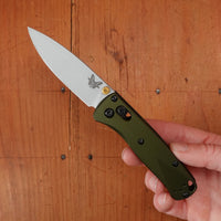 Benchmade 533SL-10 Mini Bugout Drop Point CPM-S90V AXIS Lock Woodland Green Aluminum Handle