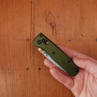 Benchmade 533SL-10 Mini Bugout Drop Point CPM-S90V AXIS Lock Woodland Green Aluminum Handle