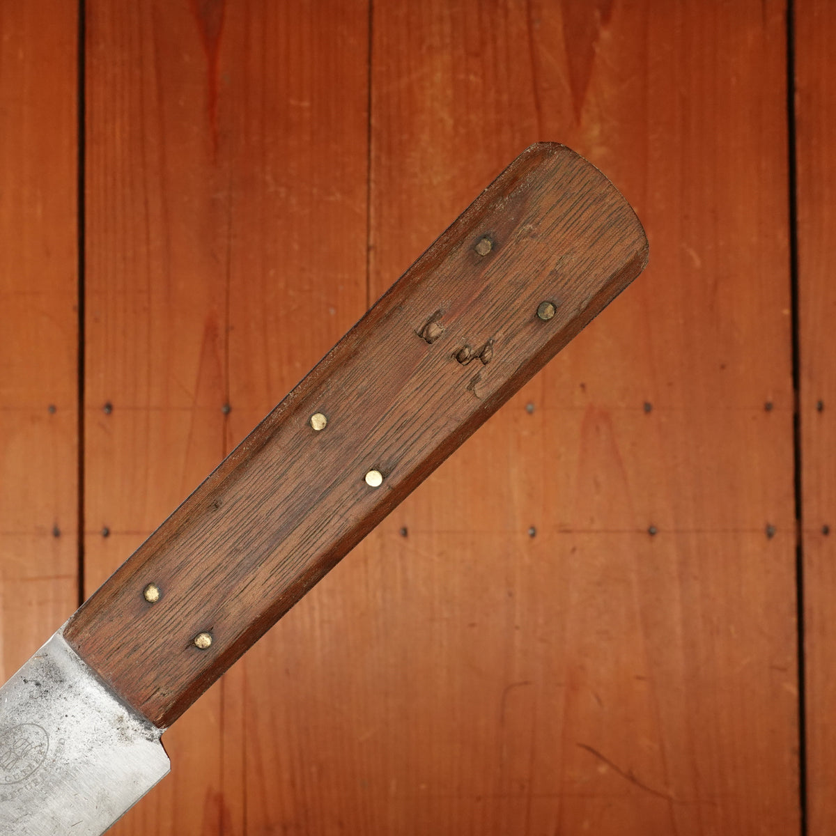 Unmarked 12" Scimitar Carbon Steel & 6 Pinned Hardwood USA 1900-1930?