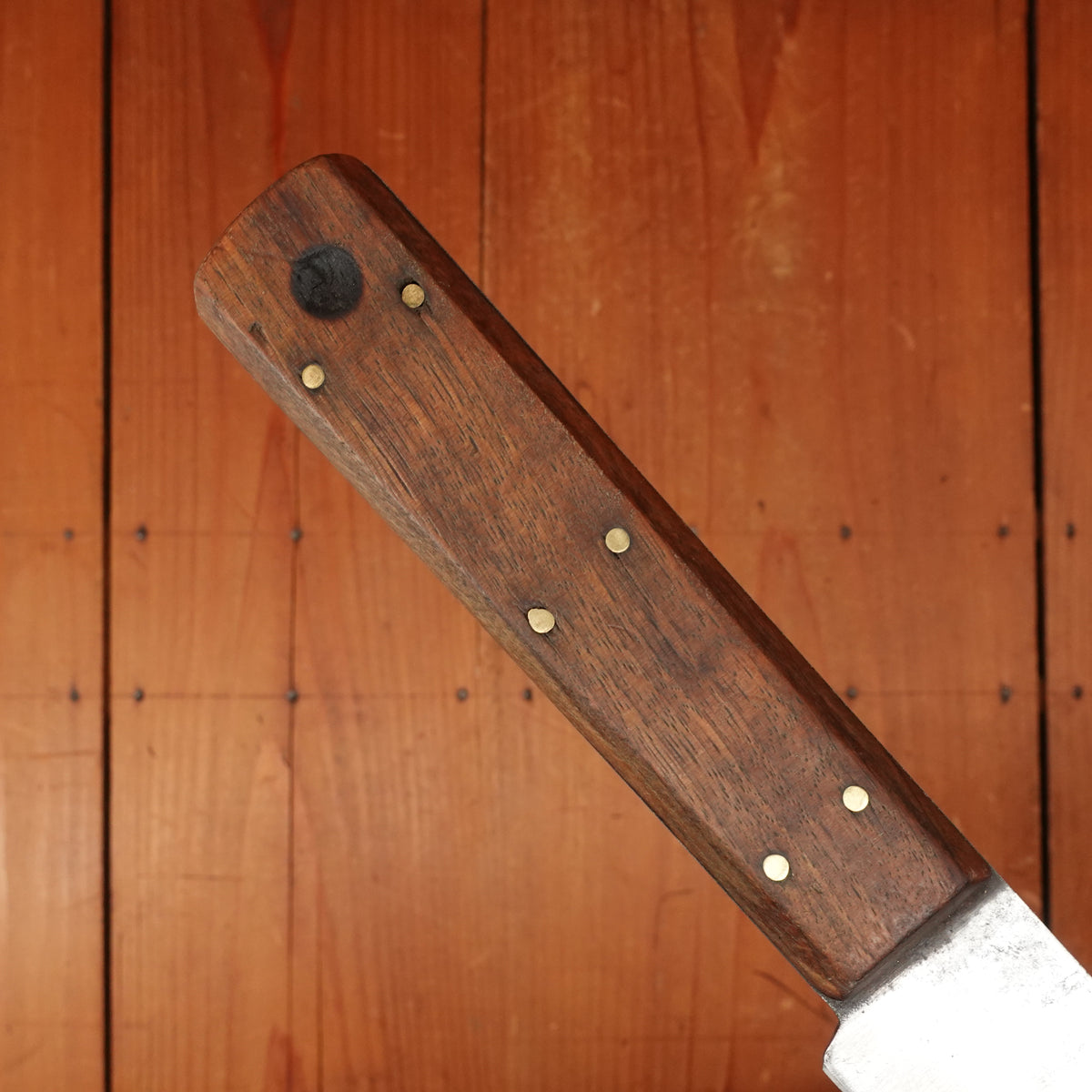 Unmarked 12" Scimitar Carbon Steel & 6 Pinned Hardwood USA 1900-1930?