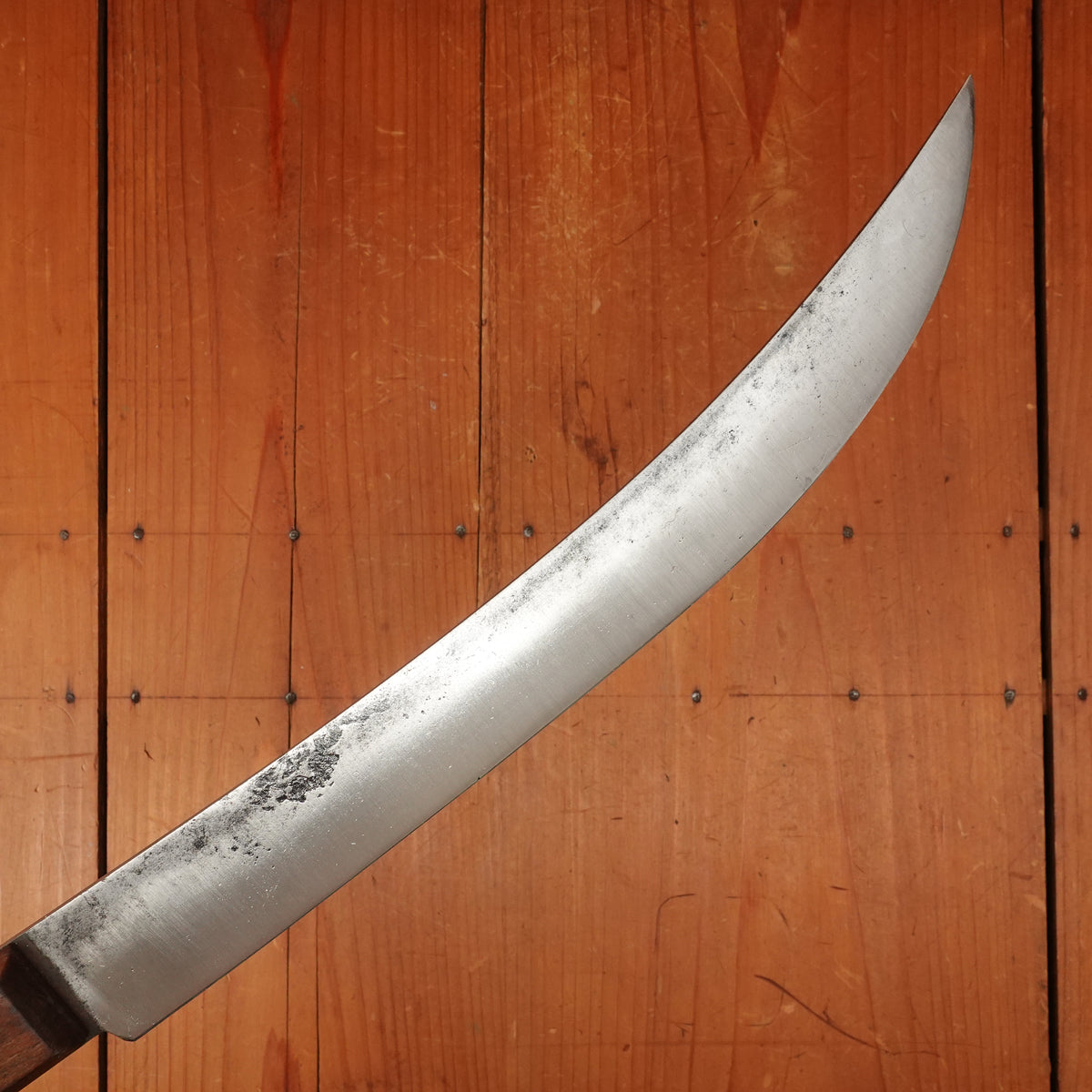 Unmarked 12" Scimitar Carbon Steel & 6 Pinned Hardwood USA 1900-1930?