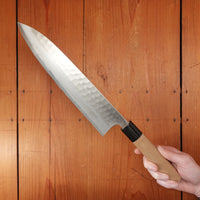 New Old Stock Yoshikane 240mm Gyuto SKD Tsuchime Ho & Horn Handle (D-Shape)