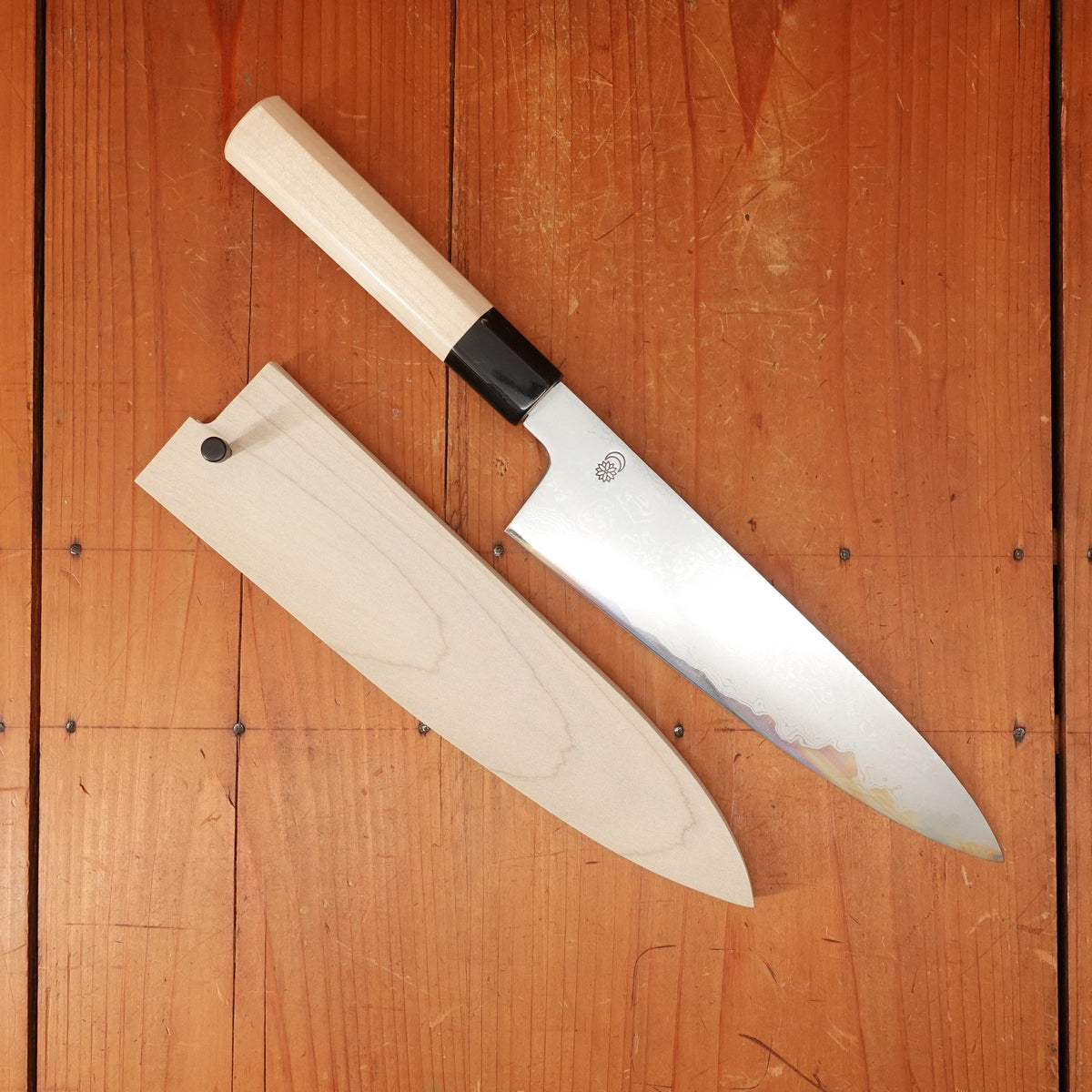 Sakai Kikumori Kikuzuki Uzu 210mm Gyuto Aogami 1 with Saya