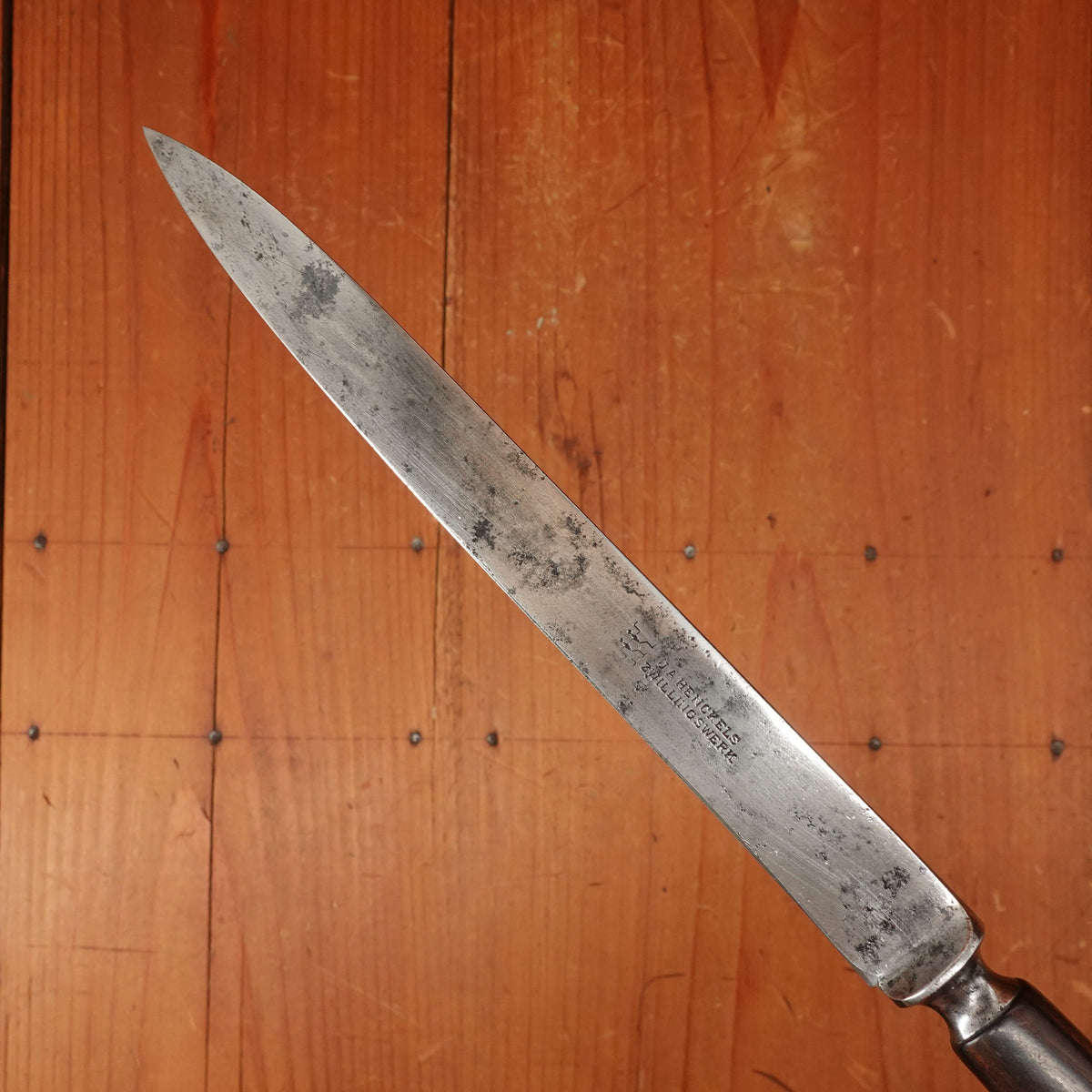 J.A. Henckels 7.25" Semi-Flexible Slicer Carbon Steel Macasser Ebony 1870s(older?)-1890 *lead warning*