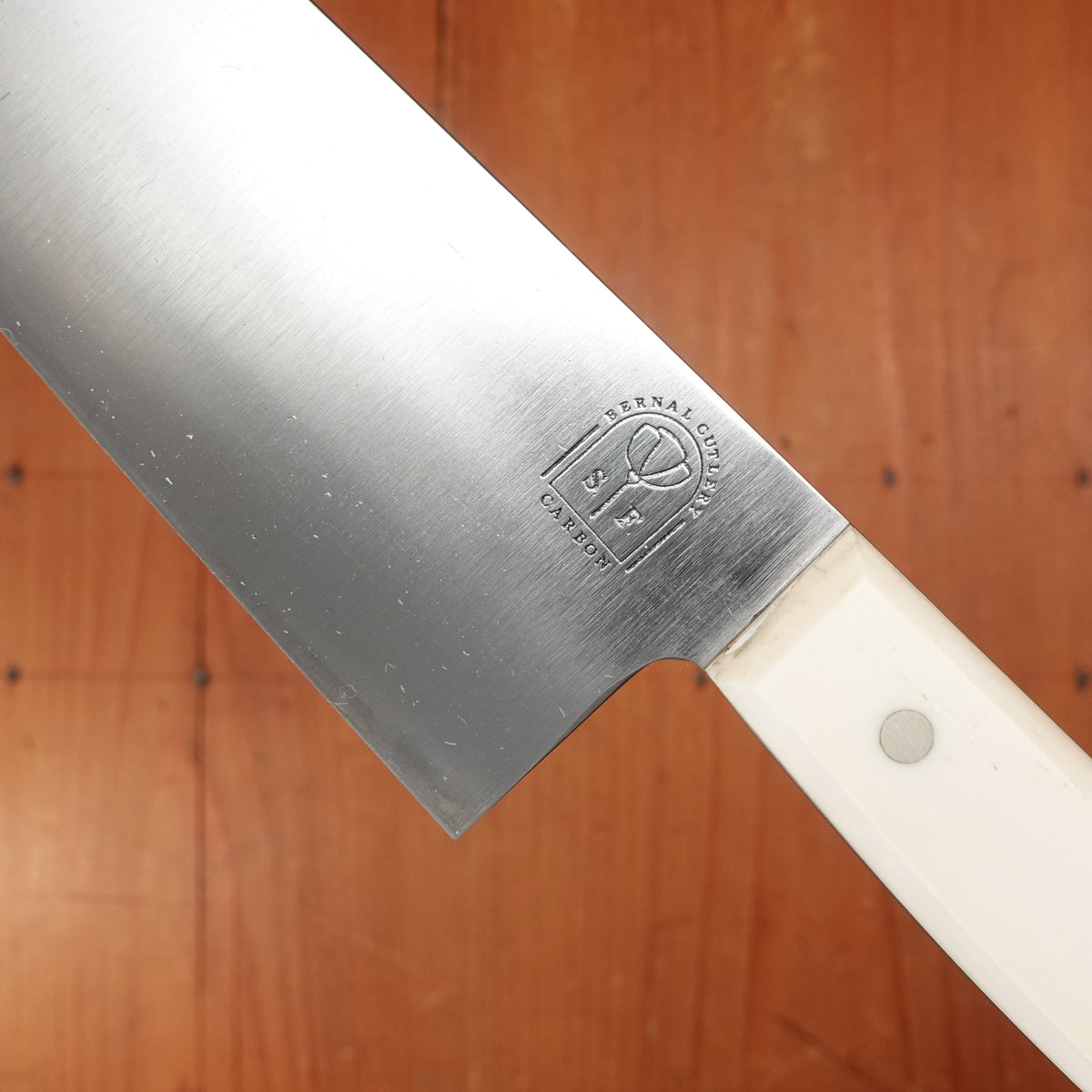 Bernal Cutlery Hand Forged 9" Plate Semelle Chef Knife 52100 Nickel Corby Bolts Antique Bone Handle