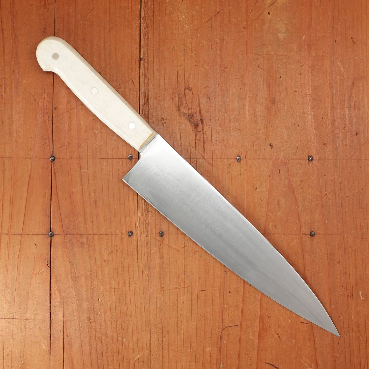 Bernal Cutlery Hand Forged 8" Plate Semelle Chef Knife 52100 Nickel Corby Bolts Antique Bone Handle