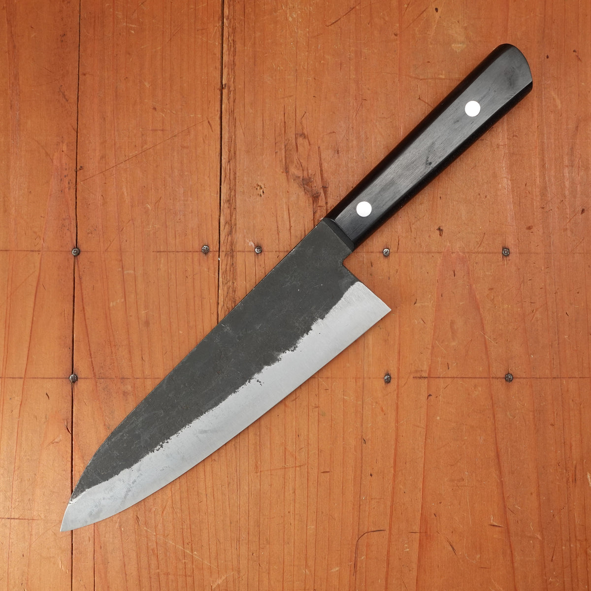 Morihei Hisamoto 180mm Gyuto Iron Clad Shirogami 1 Kurouchi Pakka Handle (No Bolster)