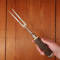 Ed Wusthof 5 Pc Carving Set Stainless Stag Etched Solingen Germany 1950s-60s
