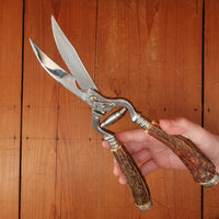 Ed Wusthof 5 Pc Carving Set Stainless Stag Etched Solingen Germany 1950s-60s
