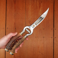 Ed Wusthof 5 Pc Carving Set Stainless Stag Etched Solingen Germany 1950s-60s