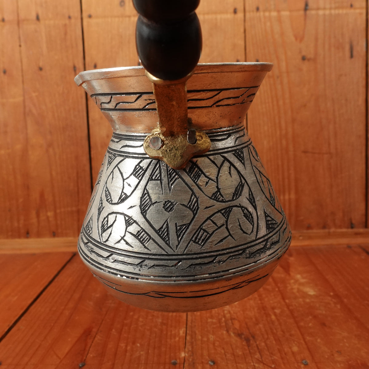 Kulhan Hand-carved Nickel and Copper Turkish Coffee Pot