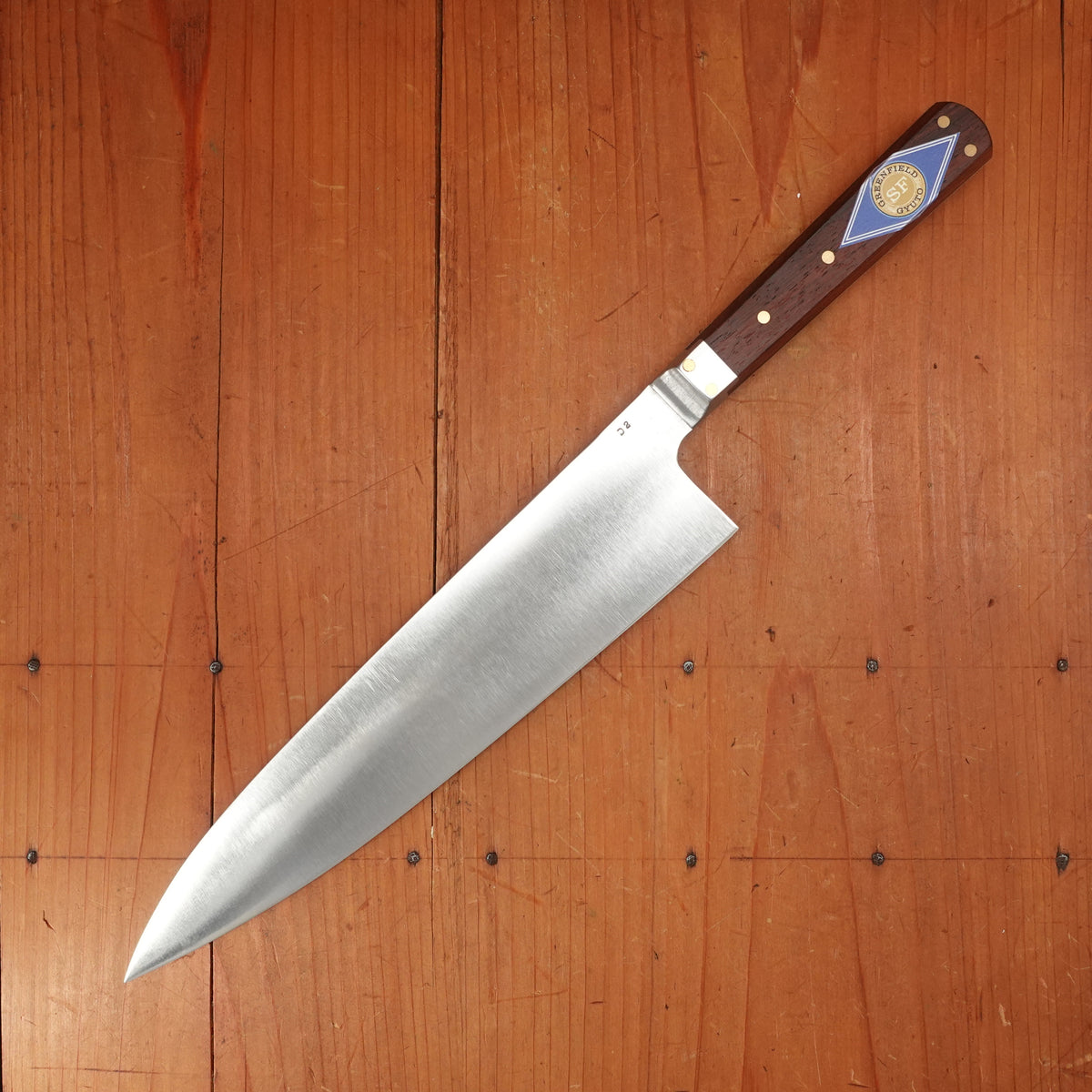 Prototype Greenfield Gyuto 9" Chef Knife D2 Carbon Steel Old Honduran Rosewood