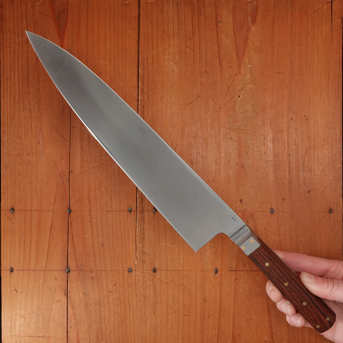 Prototype Greenfield Gyuto 9" Chef Knife W2 Carbon Steel Antique Honduran Rosewood