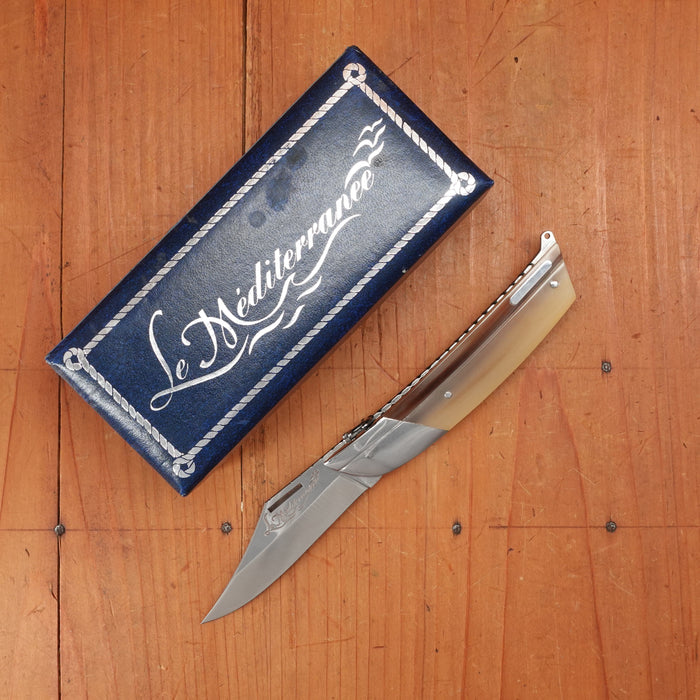 Florinox Le Méditerranée 115cm Clip Point 12C27 Slipjoint Horn Handle with Stainless Rope & Anchor Thiers, France