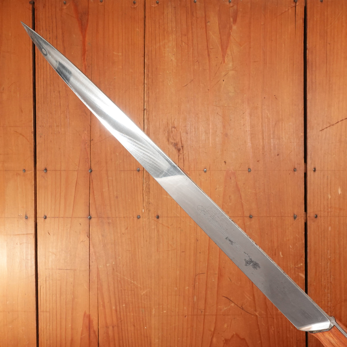 Vintage Carl Schleipper 12" Slicer Carbon Steel Cherry Handle Solingen, Germany 1960-70