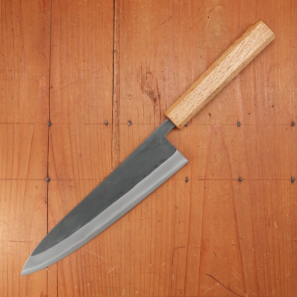 Hitohira TD 210mm Gyuto Stainless Clad Aogami 2 Kurouchi Oak Handle