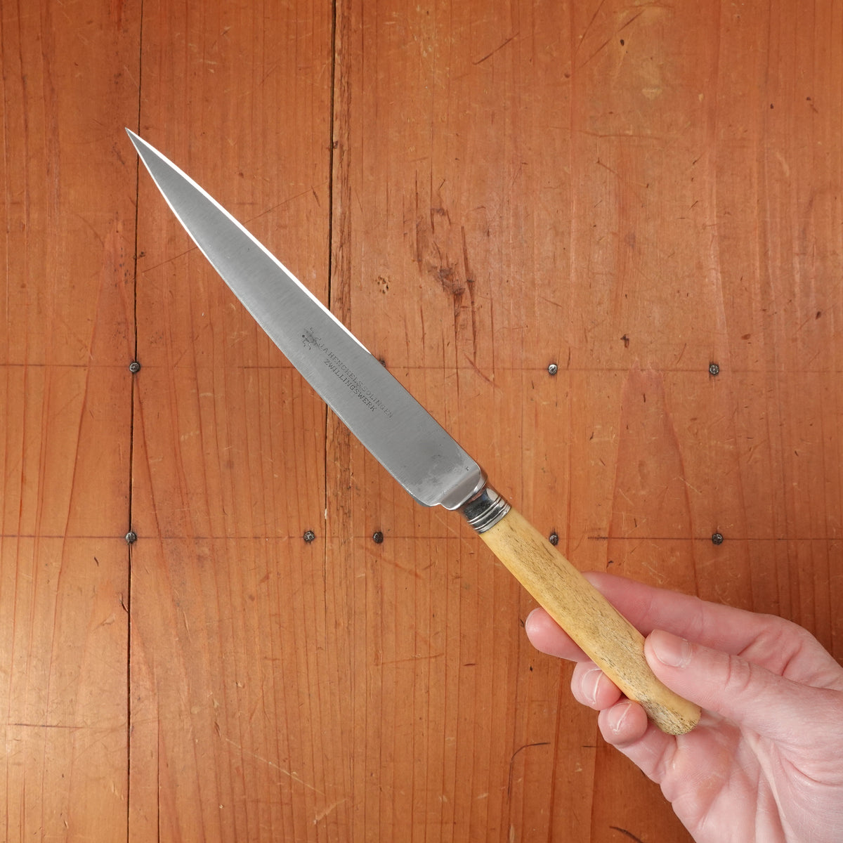 Assorted BC Historically Inaccurate J A Henckels 5-5.5" Paring Knives Carbon Steel Cow Bone Handle Solingen, Germany