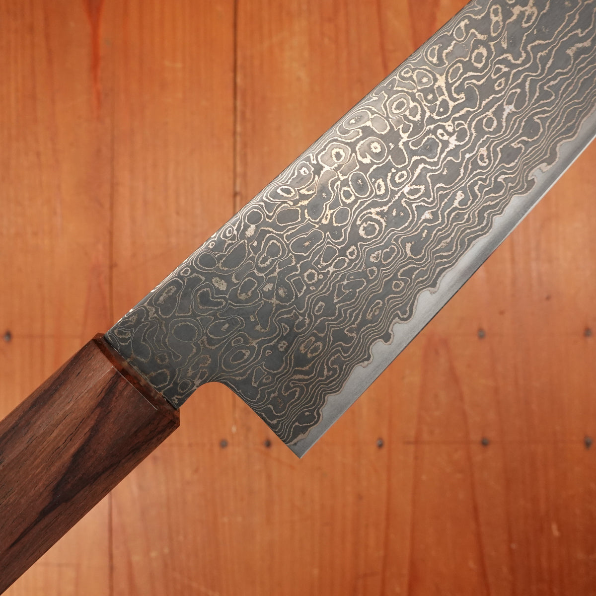 New Old Stock Konosuke Sakai Keiai NT 210mm Gyuto Stainless Black Damascus Khii Rosewood Handle