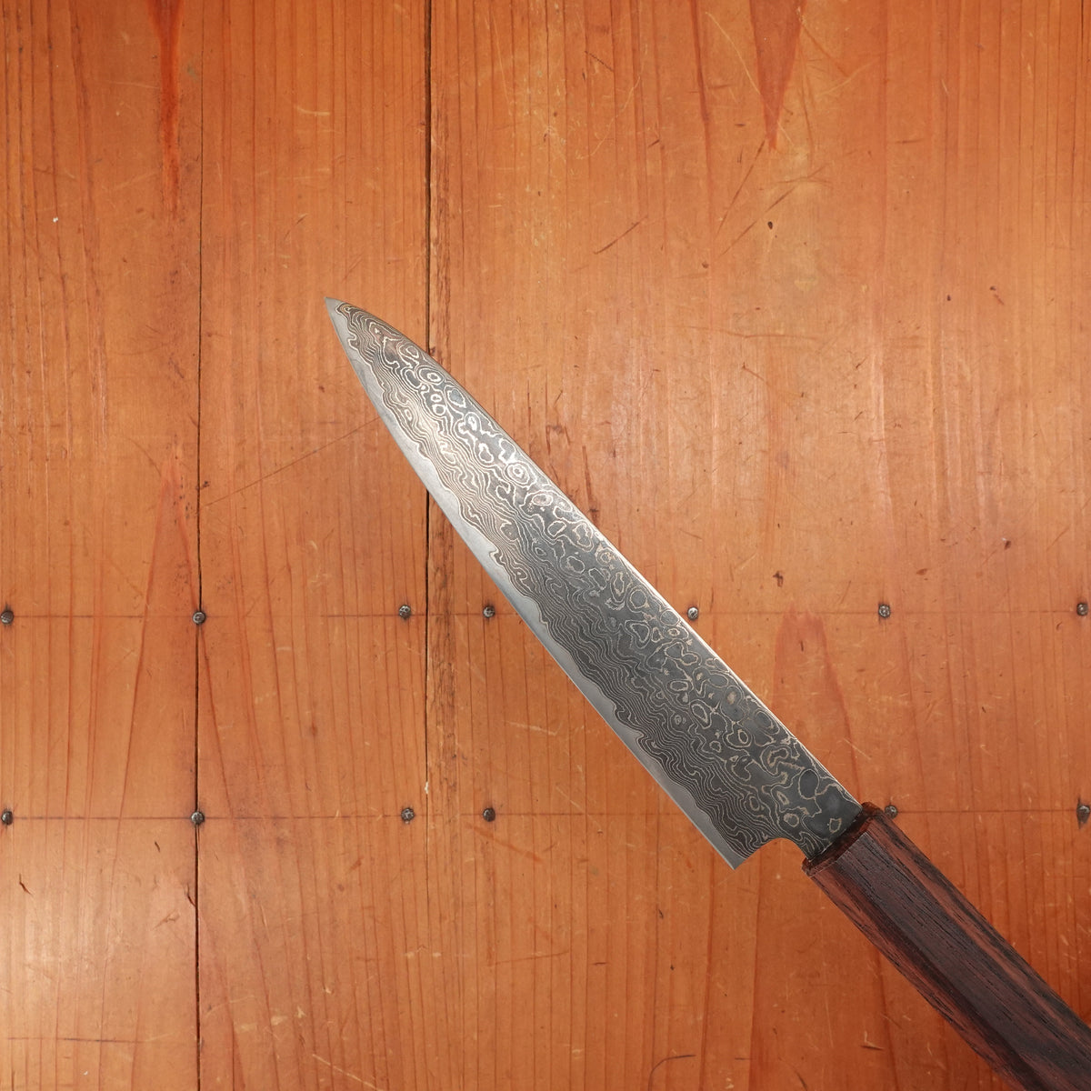 New Old Stock Konosuke Sakai Keiai NT 150mm Petty Stainless Black Damascus Khii Rosewood Handle