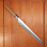 Trade in Hitohira Kikuchiyo Mosuke 300mm Kiritsuke Yanagi Stainless Clad Ginsanko Ho/Horn with Saya