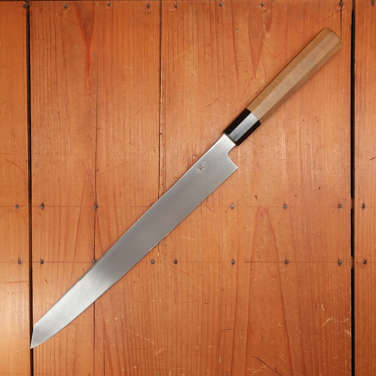 Trade in Hitohira Kikuchiyo Mosuke 300mm Kiritsuke Yanagi Stainless Clad Ginsanko Ho/Horn with Saya