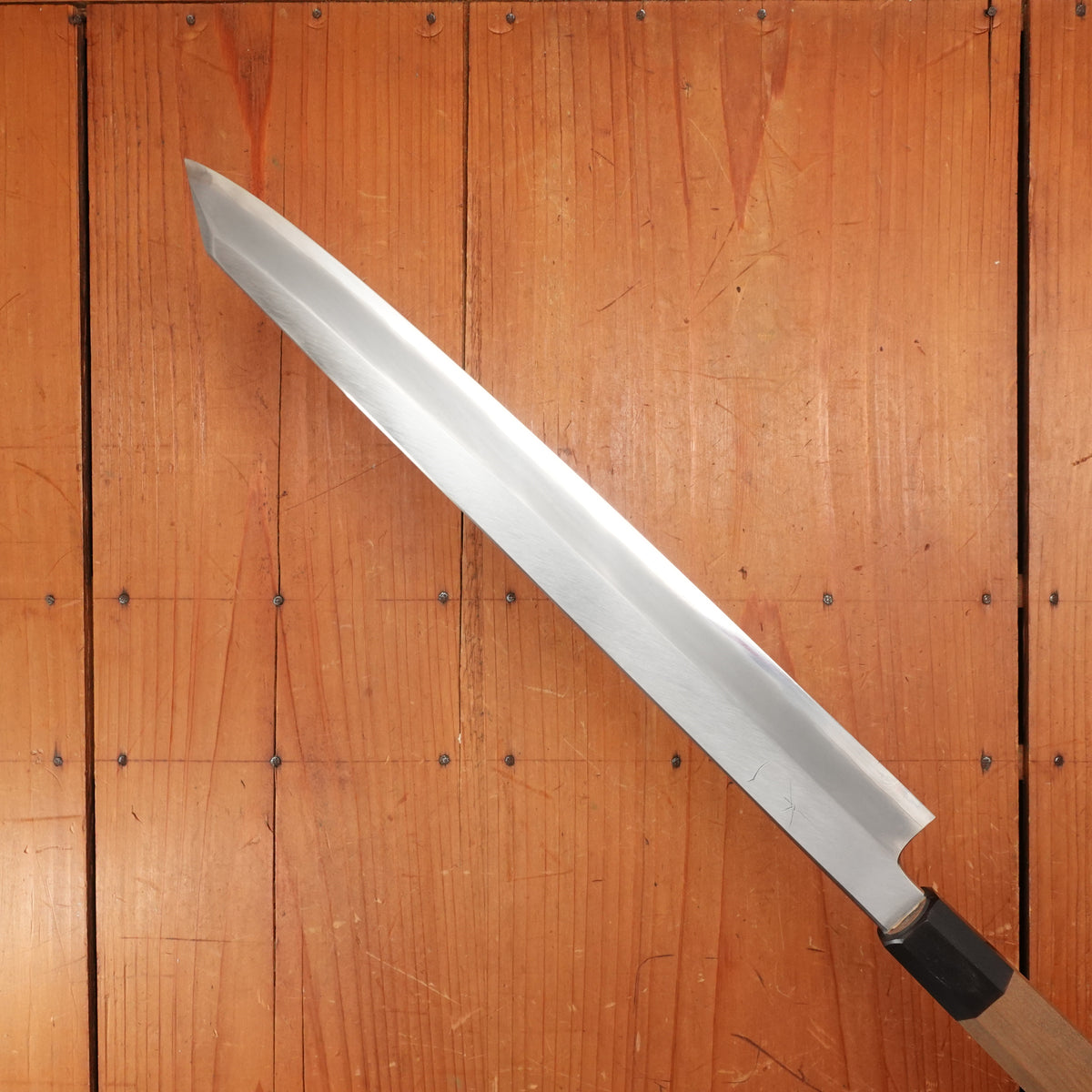 Trade in Hitohira Kikuchiyo Mosuke 300mm Kiritsuke Yanagi Stainless Clad Ginsanko Ho/Horn with Saya