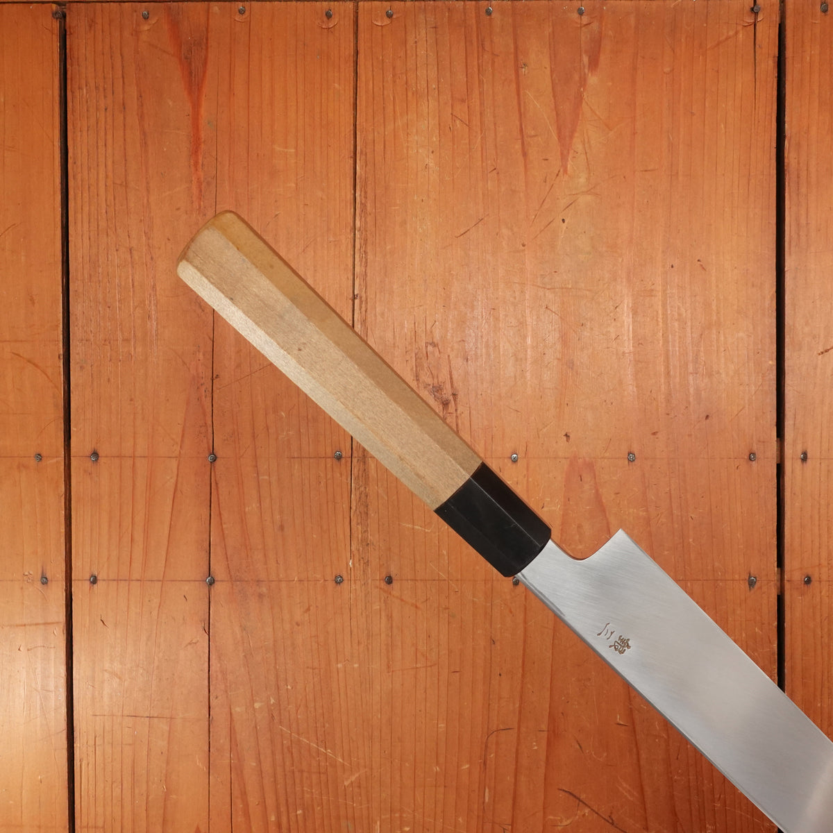 Trade in Hitohira Kikuchiyo Mosuke 300mm Kiritsuke Yanagi Stainless Clad Ginsanko Ho/Horn with Saya