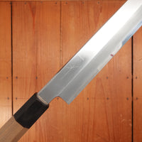 Trade in Hitohira Kikuchiyo Mosuke 300mm Kiritsuke Yanagi Stainless Clad Ginsanko Ho/Horn with Saya