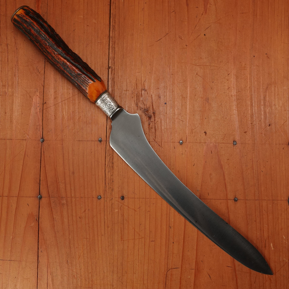 J Russell 'California Carver' Style Carving Knife Carbon Steel Nickel Stag