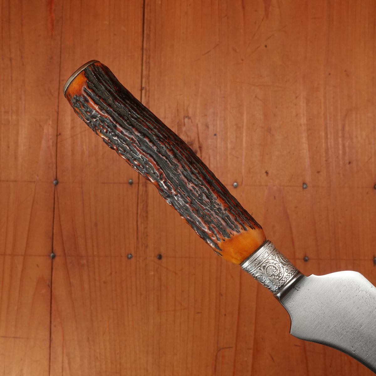 J Russell 'California Carver' Style Carving Knife Carbon Steel Nickel Stag