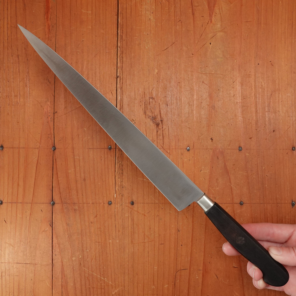 Friedr Herder Constant 9.25" Slicer Forged Stainless Nogent Style Handle Solingen, Germany 1950s