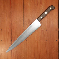 Unmarked 10" Narrow Chef / Wide Slicer Carbon Steel Refurbished Walnut Handle USA 1930-70