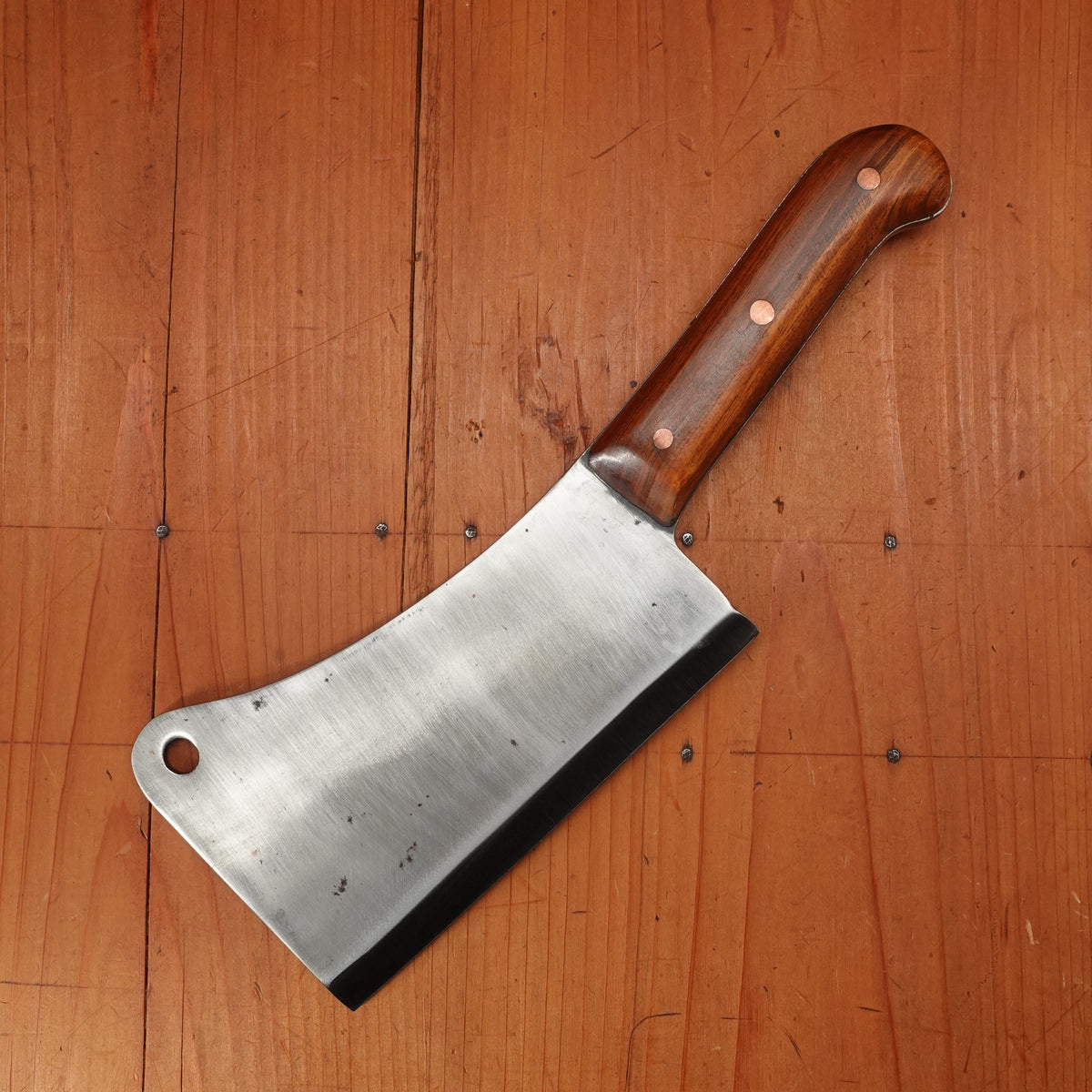 Unmarked 5.75" Heavy Cleaver Carbon Steel Custom Handle 21.5 oz USA