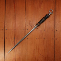 F Dick 10" Sharpening Steel Medium Cut Chromed Turned Wood Handle 1960s-80s?