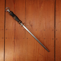 F Dick 10" Sharpening Steel Medium Cut Chromed Turned Wood Handle 1960s-80s?