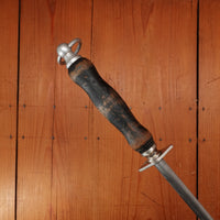 F Dick 10" Sharpening Steel Medium Cut Chromed Turned Wood Handle 1960s-80s?
