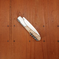 Fontenille Pataud Vendetta 12cm Pocket Knife Stainless Lockback Curly Birch with Corkscrew