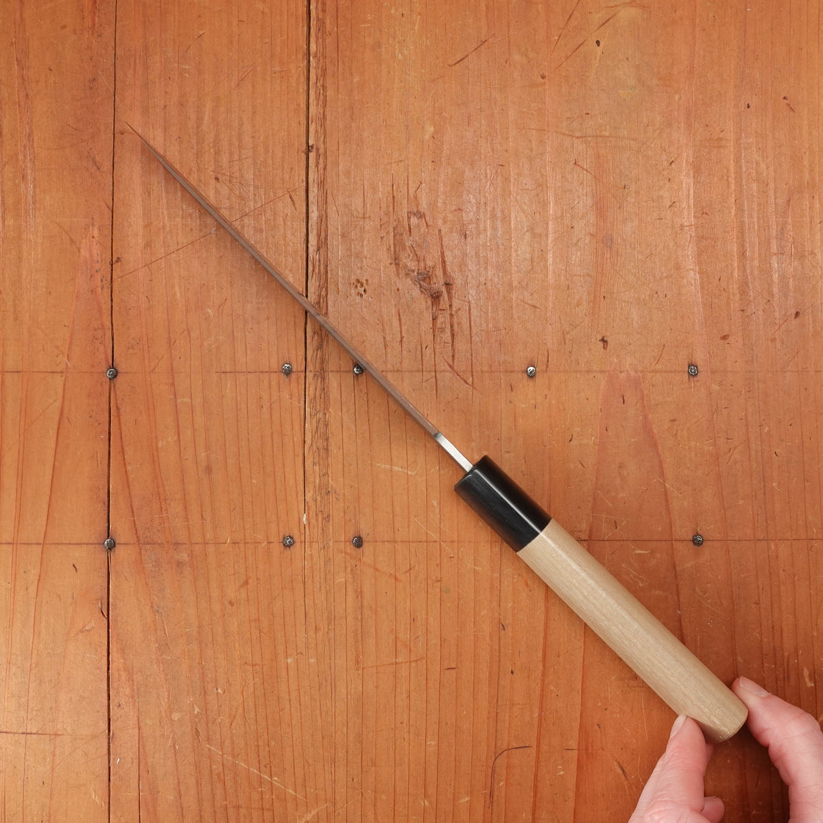 Hitohira TD 150mm Petty Stainless Clad Aogami 2 Kurouchi Ho Wood Handle (D-Shape)