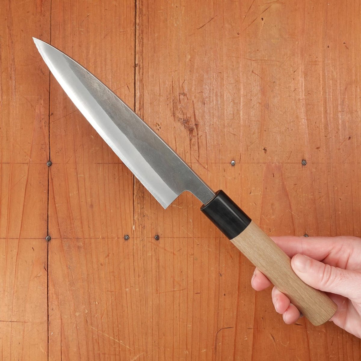 Hitohira TD 150mm Petty Stainless Clad Aogami 2 Kurouchi Ho Wood Handle (D-Shape)