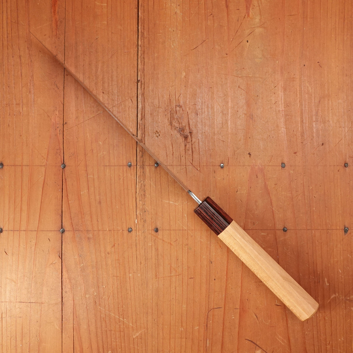 Sakai Kikumori Nakagawa 210mm Gyuto Stainless Clad Shirogami 1 Keyaki with Saya