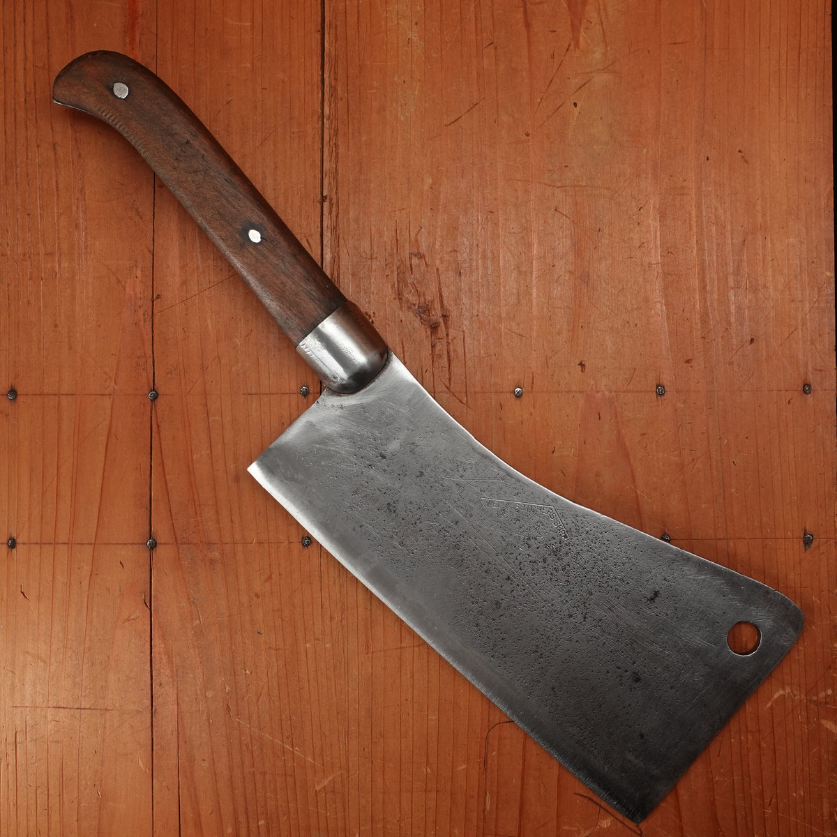 L & I J White 8" Cleaver Laminated Carbon Steel Walnut Handle Buffalo, NY ~1880-1920