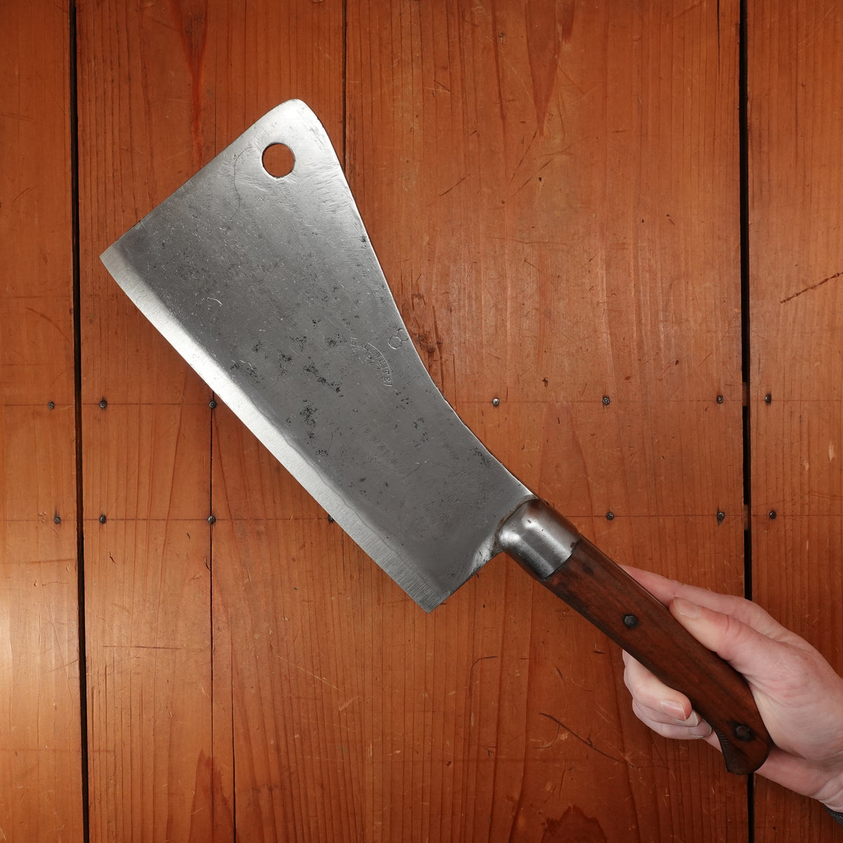 L & I J White 8" Cleaver Laminated Carbon Steel Walnut Handle Buffalo, NY ~1880-1920