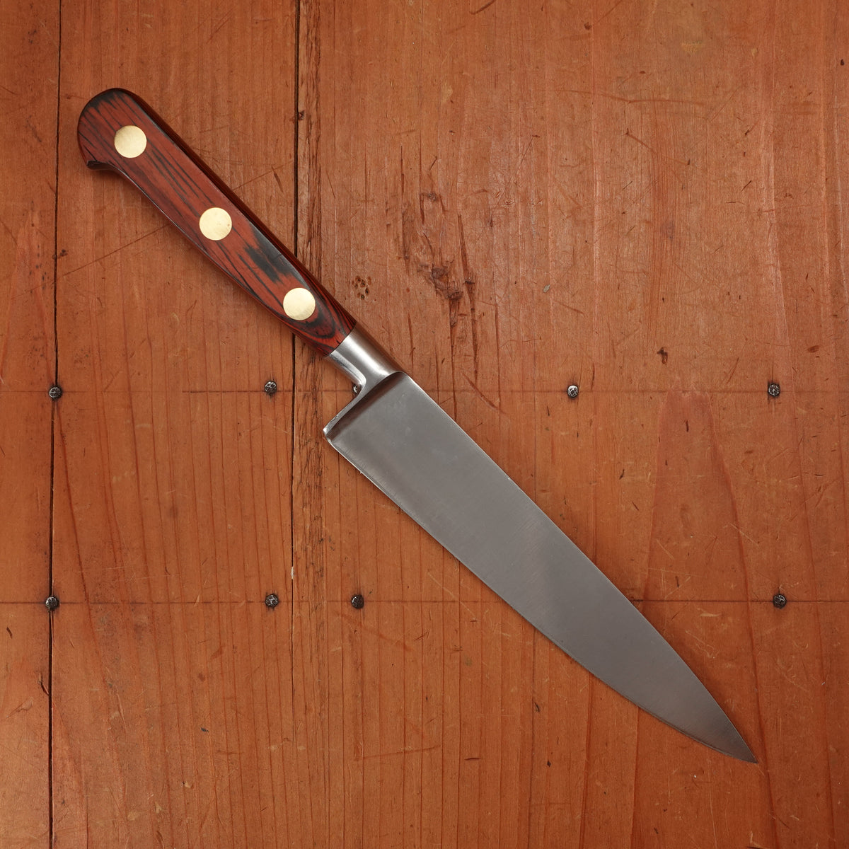 Thiers Issard / Lee Valley 6" Ideal Pattern Chef Knife Stainless Steel Red Pakka Handle Thiers, France 1990-2000